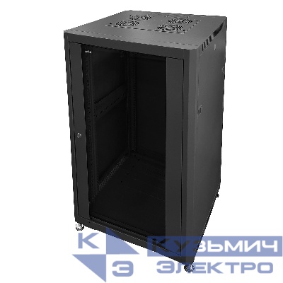 Шкаф напольный 19" Netko 32U серия Optima (600х600х1577), передняя дверь стекло, черный, разобранный (упакован в 2 коробки)