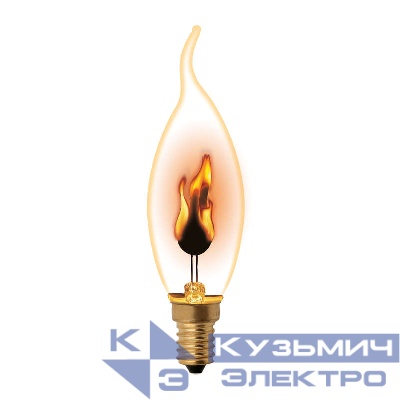 Лампа декоративная IL-N-CW35-3/RED-FLAME/E14/CL с типом свечения "эффект пламени" форма "свеча на ветру" прозр. упак. картон Uniel UL-00002982