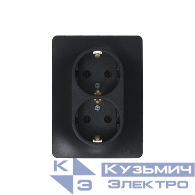 Розетка 2-м Glossa 16А с заземл. в сборе антрацит SE GSL000724