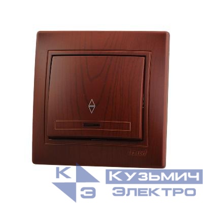 Переключатель проходной 1-кл. Mira с подсветкой вишня LEZARD 701-0601-114