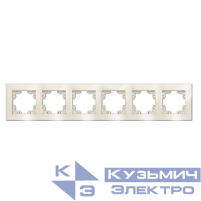 Рамка 6-м Афина стеклянная сл. кость (ivory) UNIVersal 2277