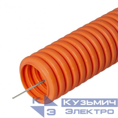 Труба гофрированная ПНД тяжелая d32мм с протяжкой оранж. (уп.50м) Урал Пак ГФ-1110232-050