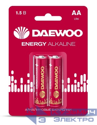 Элемент питания алкалиновый AA/LR6 1.5В Energy Alkaline 2021 BL-2 (уп.2шт) DAEWOO 5029750