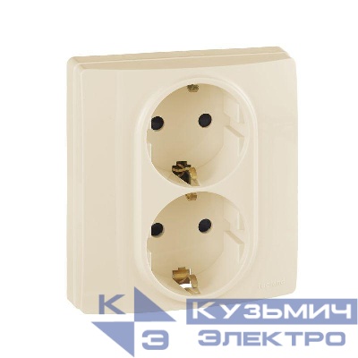 Розетка Inspiria 16А 250В 2х2P+E защ. шторки безвинт. зажимы сл. кость IEK 673756