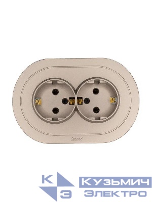 Розетка 2-м СП OSEN с заземл. ПБТ круглая механизм титан LEZARD 744-3700-127B