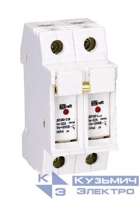 Держатель предохранительного типа C10 ДП102-С10-2P со светодиодной индикацией DEKraft 21384DEK