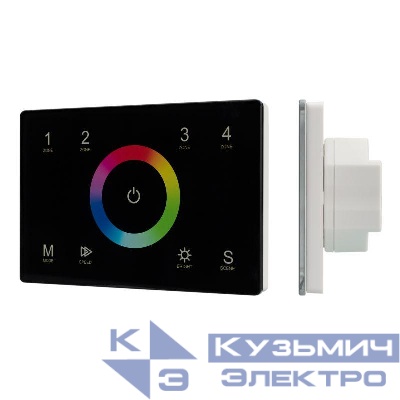 Панель Sens SMART-P83-RGB Black (230В 4 зоны 2.4G) (IP20 пластик) Arlight 028403
