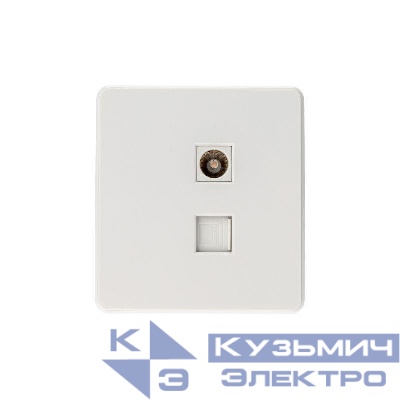 Розетка компьютерная + телевизионная СП ROUND MIELE RJ45 кат.6 + TV перламутр Kranz KR-78-0722-1