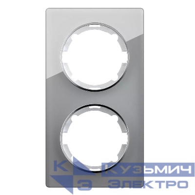 Рамка 2-м Garda вертикал. стеклянная сер. 2E52211302 OneKeyElectro 2234948