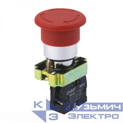 Кнопка управления "Грибок" NP2-BS445 d30мм (2) 1НЗ+1НО IP40 с фиксацией без подсветки красн. CHINT 573835