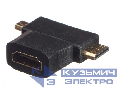 Переходник гнездо HDMI - штекер micro+mini HDMI, dual link, NETKO Optima