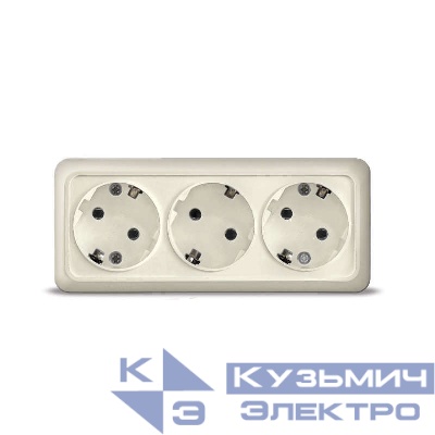 Розетка 3-м ОП Олимп с заземл. сл. кость UNIVersal 1167