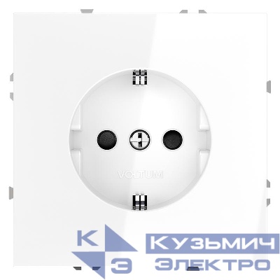 Розетка 1-м СП S70 16А с заземл. защ. шторки механизм бел. глянцевый Voltum VLS040201