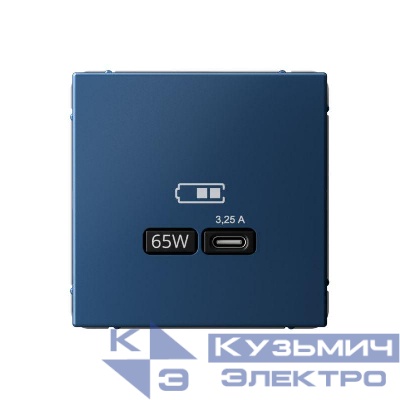Розетка USB ArtGallery тип C 65Вт QC PD высокоскор. ЗУ механизм аквамарин SE GAL001127