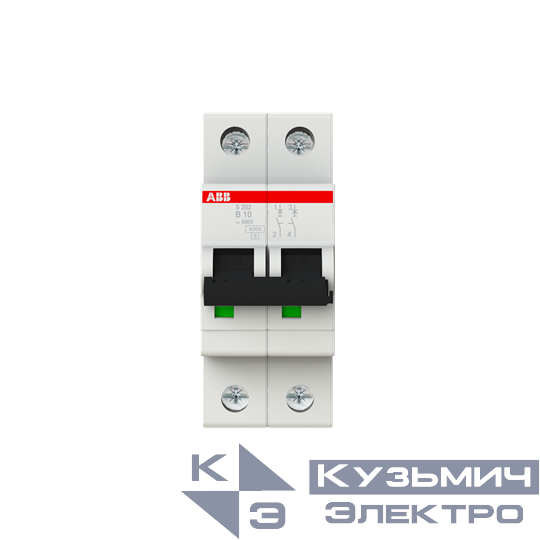 S202 B10  6кА  Автоматический выключатель 2-полюсной 2CDS252001R0105