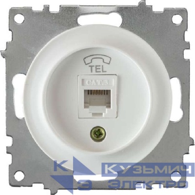 Розетка телефонная 1-м СП Florence RJ11 механизм бел. (1E20601300) OneKeyElectro 2172769
