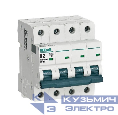 Выключатель автоматический модульный 4п B 2А 10кА ВА-105 DEKraft 13137DEK