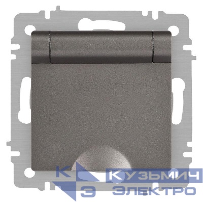 Розетка 1-м СП Accent 6-203-09 16А IP20 250В 2P+E Schuko с крышкой AL/CU титан Intro Б0063471