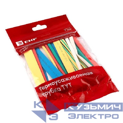 Набор трубок термоусадочных ТУТ нг тонкостен. 6/3 (7 цветов по 3шт 100мм) EKF tut-n-6