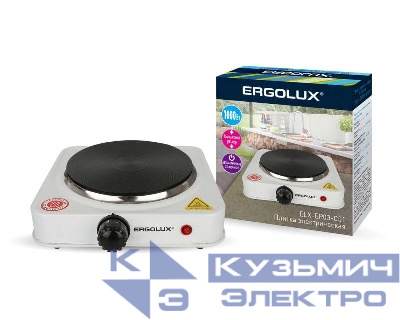 Электроплитка ELX-EP03-C01 1 конф. дисковый нагр. эл. 1000Вт 220-240В бел. Ergolux 13438