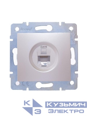 Розетка компьютерная 1-м СП KARINA IP20 RJ45 кат.6 механизм жемчуж./бел. перламутр. LEZARD 707-3088-140