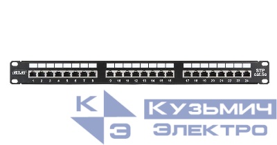 Панель коммутационная 19дюйм 1U экранир. 24 порта кат.5E (класс D) 100МГц RJ45 (8P8C) 110/KRONE T568A/B черн. NETLAN EC-URP-24-SD2