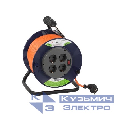 Удлинитель на пластик. катушке 4х40м с заземл. 16А IP20 RPx-4es-3х1.5-40m ПВС 3х1.5 Эра Б0046836