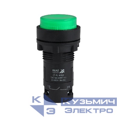 Кнопка с подсветкой OptiSignal Compact D22 С7-PL-M310 зел. 1НО 230В AC XB7NW33M1 КЭАЗ 362100