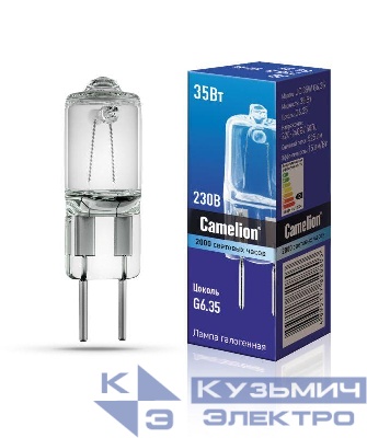 Лампа галогенная JD 35Вт капсула G6.35 3000К 220-240В Camelion 5203