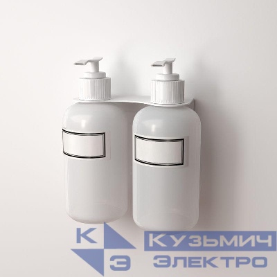 Держатель дозатора для жидкого мыла и шампуней на 2 флакона настенный бел. Rexant 38-0700