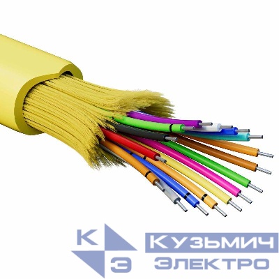 Кабель волоконно-оптический распределительный арамидные упрочняющие нити для внутренней прокладки нг(А)-HF 16 ОВ категорияOS2(G.652.D) плотный буфер 0.4кН барабан 500м DKC RNDT9C16YL01-E