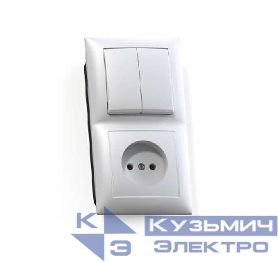 Блок СП БКВР-409 Селена (2-кл. выкл. + розетка) бел. Кунцево 8201