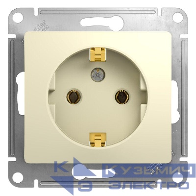 Розетка 1-м СП Glossa 16А IP20 с заземл. механизм беж. SE GSL000243