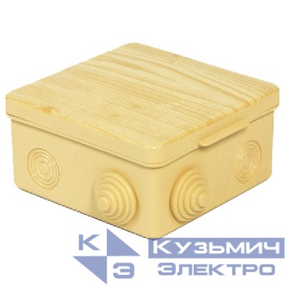 Коробка распаячная ОП 100х100х50мм с гермовводами светл. дерево Урал Пак КО-83011100-018