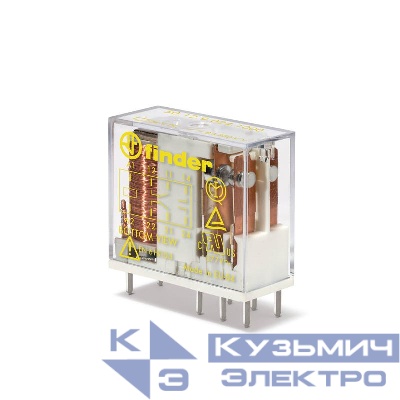 Реле безопасности электромеханическое 8А 24В DC 2CO AgNi+Au RTII с принудит. управлен. контактами; монтаж на печатную плату или в розетку выводы с шагом 5мм FINDER 501290245000