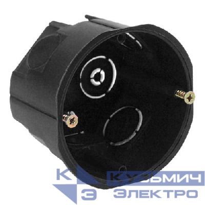 Коробка установочная приборная КУТ 68х45мм для твердых стен с саморезами IP20 черн. Эра Б0037431