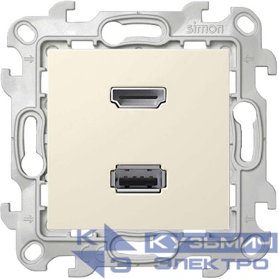 Розетка HDMI + USB 2.0 2-м СП Simon 24 IP20 коннектор механизм сл. кость Simon 2411095-031