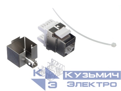 Модуль Keystone экранированный, RJ45, cat.5е, 180°, под инструмент, металлик