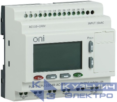 Реле логическое PLR-S. CPU1004(R) 220В AC с экраном ONI PLR-S-CPU-1004R-AC-BE
