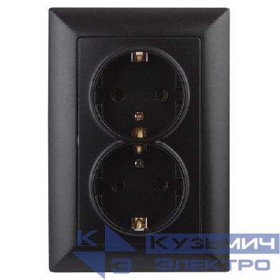 Розетка 2-м СП Solo 4-205-05 16А 250В IP20 2х2P+E Schuko с заземл. антрацит Intro Б0053677