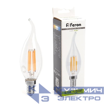 Лампа светодиодная LB-718 15Вт прозрачная 4000К E14 230В FERON 38263