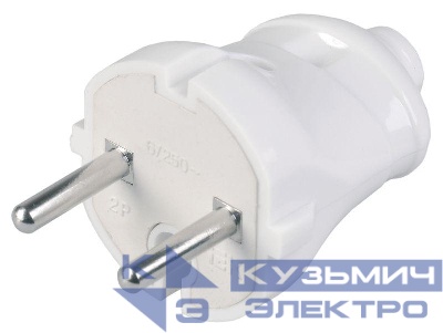 Вилка прямая ВПп20-01-Ст разборная без заземл. контакта 6А бел. IEK EVP20-06-01-K01