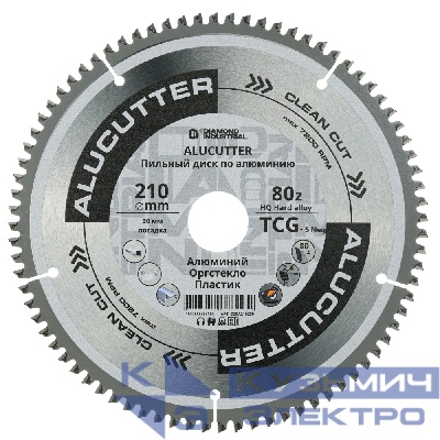 Diamond Industrial Диск пильный по алюминию, пластику Diamond Industrial 210х30 мм, Z=80 TCG AluCutter