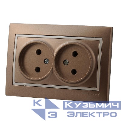 Розетка 2-м СП Mira 16А IP20 без заземл. со вставкой керамика свет. корич./жемчуж./бел. перламутр. LEZARD 701-3130-128