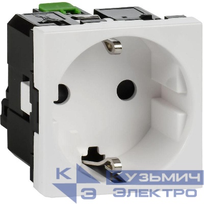 Розетка 2мод. 16А 250В 90град. с заземл. защ. шторки безвинт. зажимы бел. ИЭК Leg 4521055