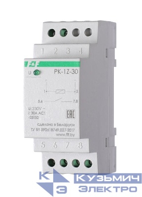 Реле промежуточное PK-1Z-30/230 (230В AC 2 модуля монтаж на DIN-рейке 30A 1NO IP20) F&F EA06.001.045