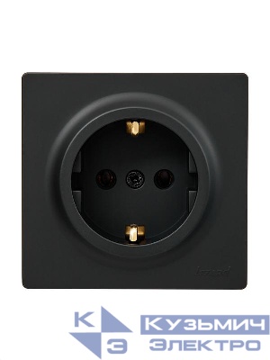 Розетка 1-м ОП LETO с заземл. ПБТ черн. бархат LEZARD 752-4200-122B