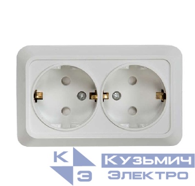 Розетка 2-м BOLLETO защ. шторки с заземл. накл. 7128х бел. ASD / IN HOME 4690612000961