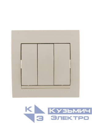 Выключатель 3-кл. СП Deriy 10А крем. LEZARD 702-0303-109