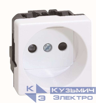 Розетка 1-м СП Simon 27 10А IP20 2п без заземл. защ. шторки винтов. клеммы широкий модуль механизм сл. кость Simon 27431-62